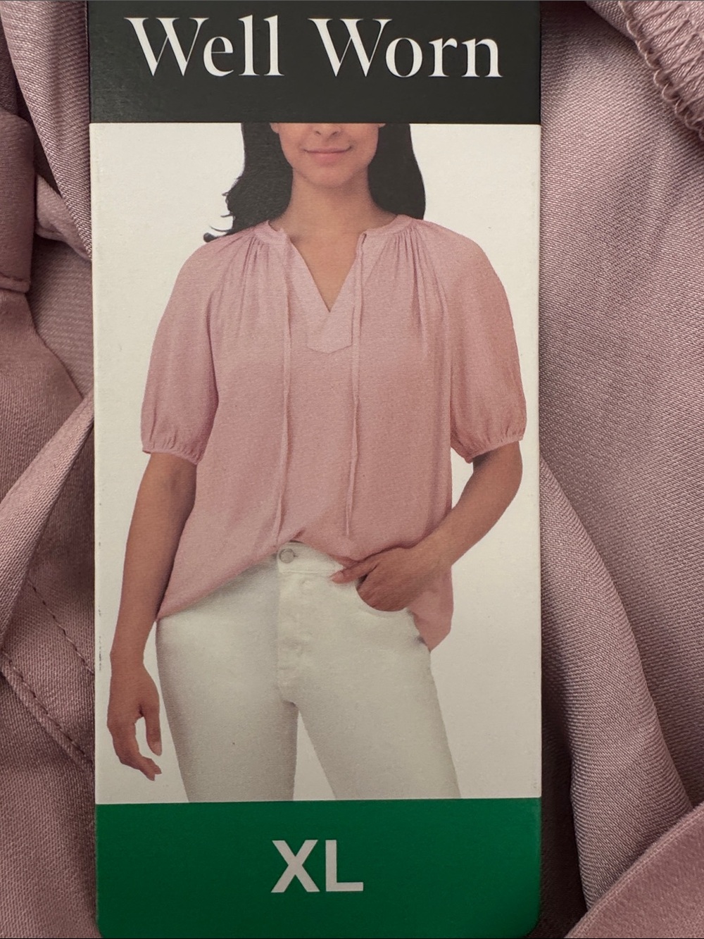 Well Worn Women's Blush Pink Peasant Blouse